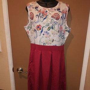 B2 Floral Cranberry Causal Dress Large